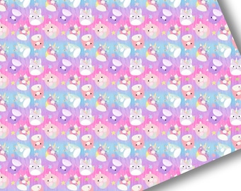 Faux Leather-Printed Faux Leather Sheet-Vegan Faux Leather-Squishmallows Faux Leather-Premium Faux Leather Sheets-Girly Faux Leather