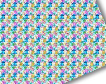 Faux Leather-Printed Faux Leather Sheet-Vegan Faux Leather-Summer Alien Leather-Premium Faux Leather Sheets-Tropical Summer Faux Leather