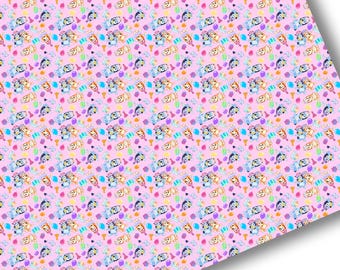Faux Leather-Printed Faux Leather Sheet-Faux Leather-Blue Dog Birthday Faux Leather-Premium Faux Leather Sheets-Happy Birthday Blue Dog