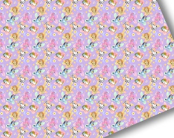 Faux Leather-Printed Faux Leather Sheet-Vegan Faux Leather-Blue Fairy Faux Leather-Premium Faux Leather Sheets-Girly Prints- Faux Leather