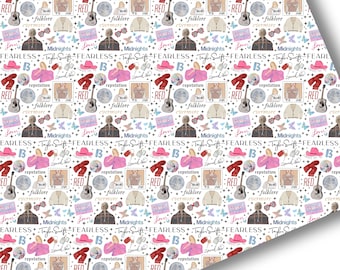 Faux Leather-Printed Faux Leather Sheet-Vegan Faux Leather-TS Album Faux Leather-Premium Faux Leather Sheets-Eras Fabric