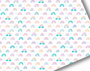 Faux Leather-Printed Faux Leather Sheet-Vegan Faux Leather-Rainbow Faux Leather-Premium Faux Leather Sheets-Rainbow Girly Faux Leather