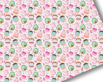 Faux Leather-Printed Faux Leather Sheet-Vegan Faux Leather-Squishmallows Faux Leather-Premium Faux Leather Sheets-Girly Faux Leather