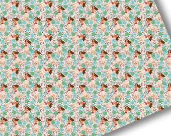 Faux Leather-Printed Faux Leather Sheet-Printed Faux Leather-Tropical Girl Faux Leather-Premium Faux Leather Sheets-Summer Faux Leather