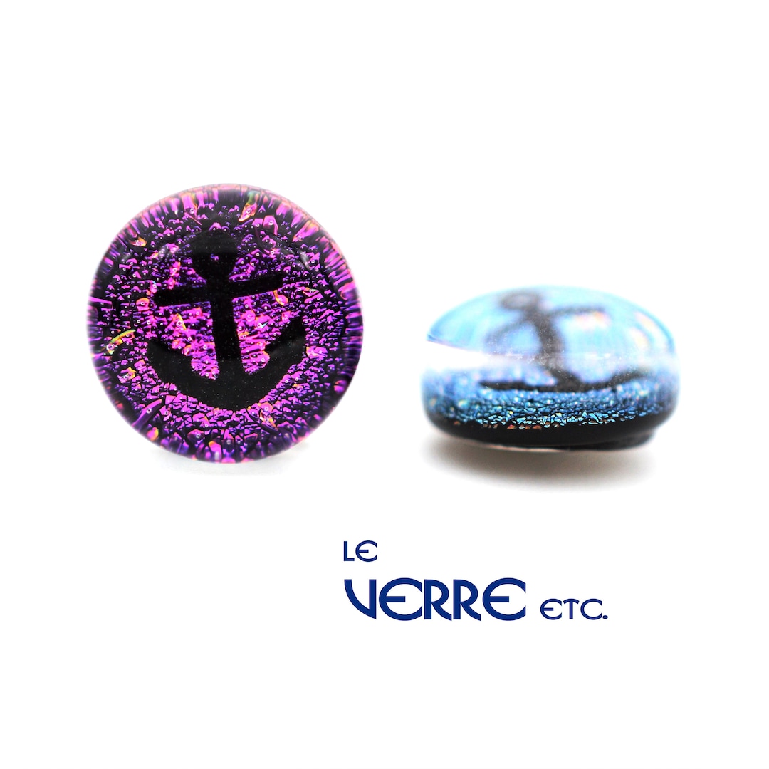 Boucles d'oreilles avec bille en corde et ancre en acier inoxydable, Lavande mauve main image 1