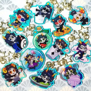 Homestuck - Rainbow trolls 2 inch double sided charms