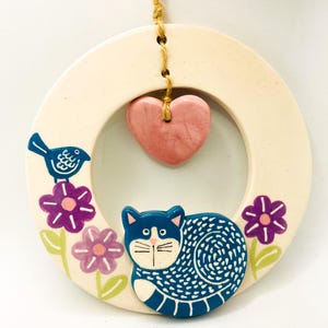 Handmade Ceramic Cat Wall Hanging