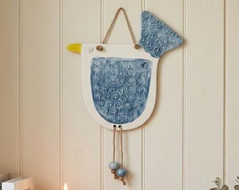 Handmade Ceramic Bird Shaped Wall Hanging Ornament: Home Decor, Handcrafted Pottery