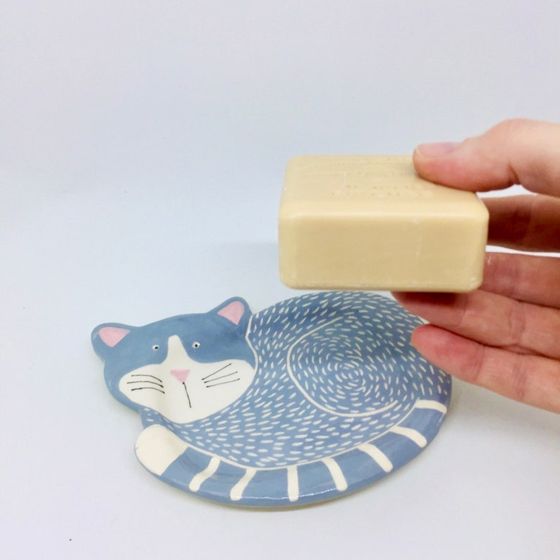 Handmade Ceramic Cat Soap Dish Hand Painted Soap Dish Etsy