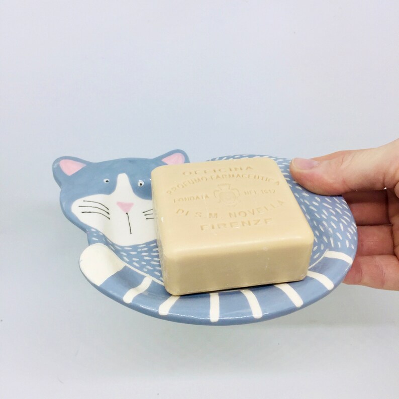 Handmade Ceramic Cat Soap Dish Hand Painted Soap Dish Etsy