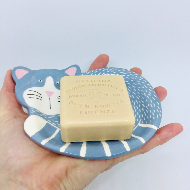 Handmade Ceramic Cat Soap Dish Hand Painted Soap Dish Etsy