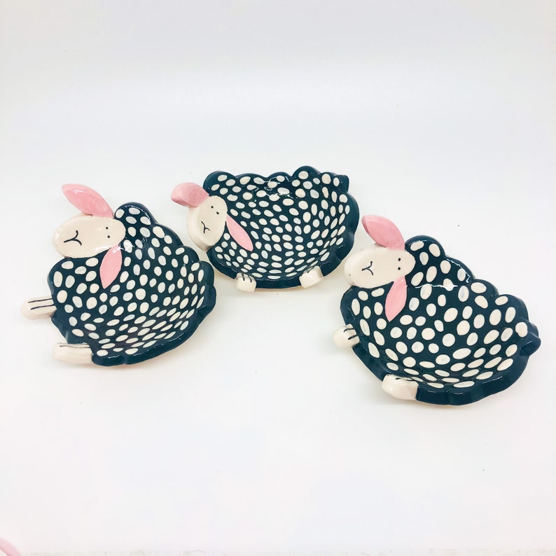 Handmade Ceramic Black Sheep Shaped Dish, Ring Holder Dish, Gift for a Sheep Lover, Black Sheep Trinket Dish image 5