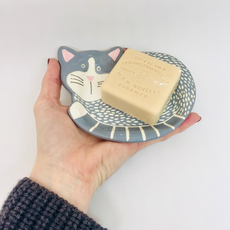 Handmade Ceramic Cat Soap Dish Hand Painted Soap Dish Etsy