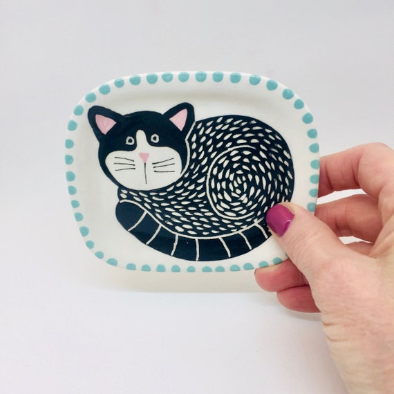 Handmade Ceramic Cat Soap Dish Hand Painted Soap Dish Etsy