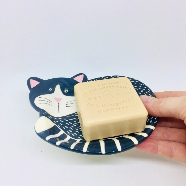 Handmade Ceramic Cat Soap Dish Hand Painted Soap Dish Etsy