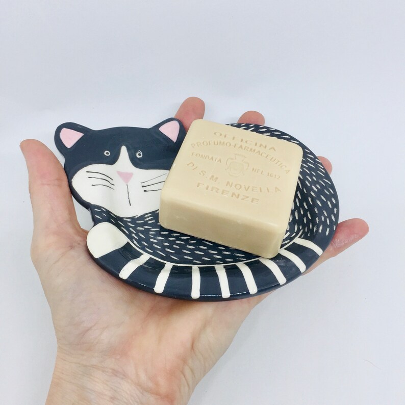 Handmade Ceramic Cat Soap Dish Hand Painted Soap Dish Etsy