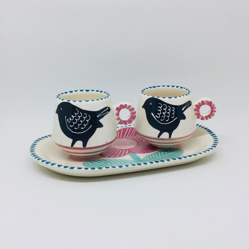 Handmade ceramic Espresso Coffee Cup Hand Painted with a Black Etsy