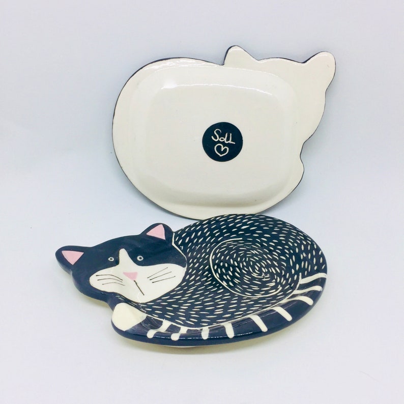 Handmade Ceramic Cat Soap Dish Hand Painted Soap Dish Etsy