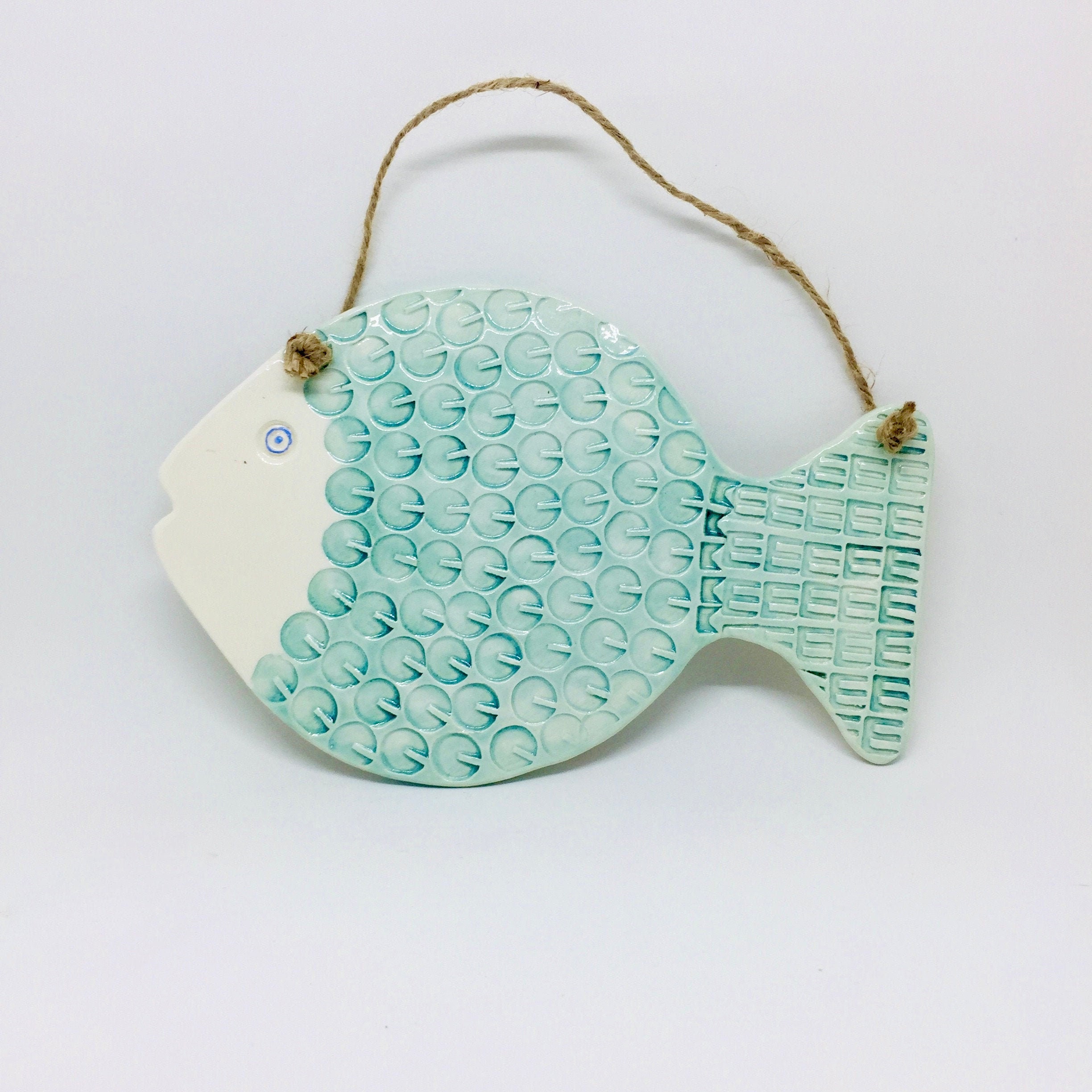 Handmade Ceramic Fish Wall Hanging Decoration Garden Etsy