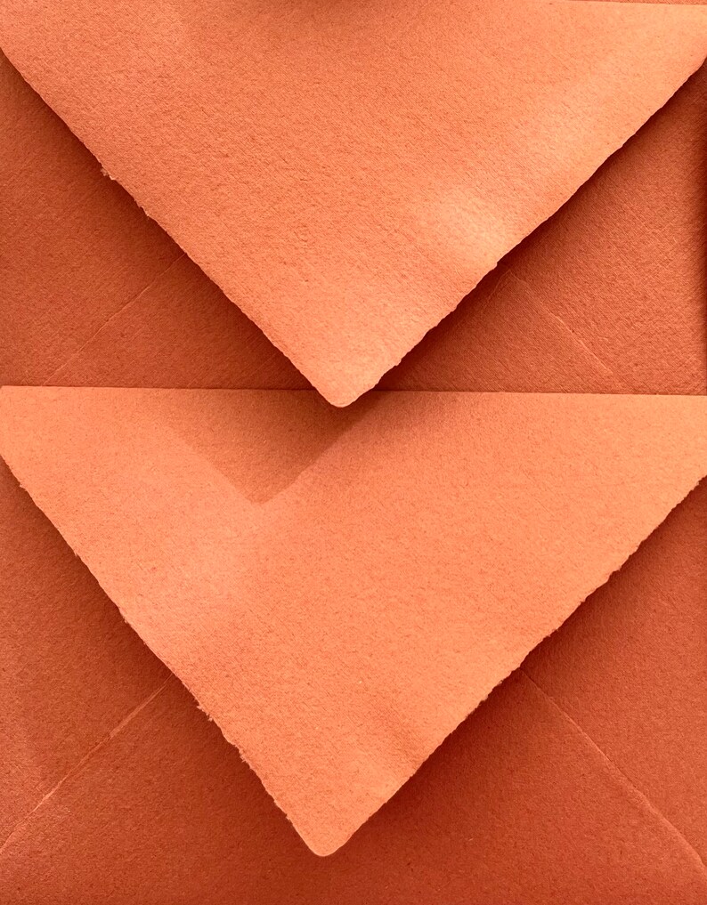 Deckle Edge Handmade Paper Envelopes А7 Terracotta Torn Edge Etsy