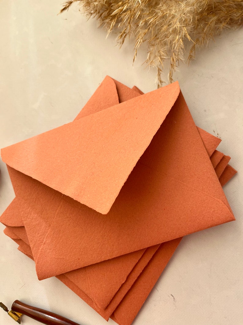 Deckle Edge Handmade Paper Envelopes А7 Terracotta Torn Edge Etsy