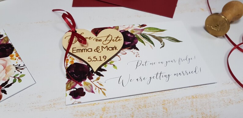 Save the Date magnets Marsala Wedding Save the Date Magnet Rustic Save the Dates Custom Save the Dates With Cards and Envelopes
