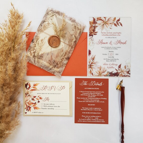 Autumn Wedding Invitation Suitefall Wedding Invitation - Etsy