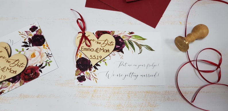 Save the Date magnets Marsala Wedding Save the Date Magnet Rustic Save the Dates Custom Save the Dates With Cards and Envelopes