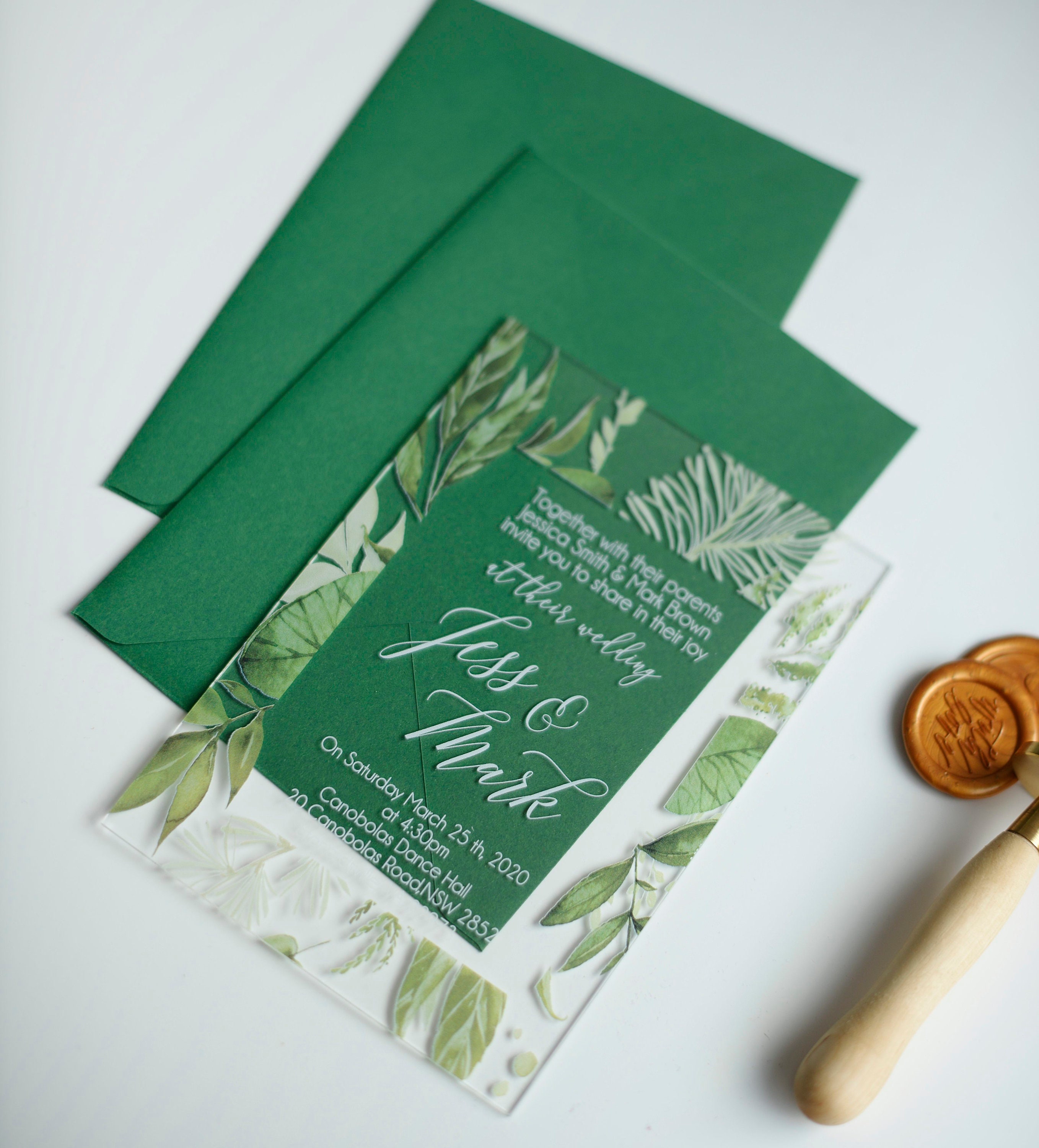 Wedding Acrylic Invitation Greenery Invitation Clear Acrylic | Etsy