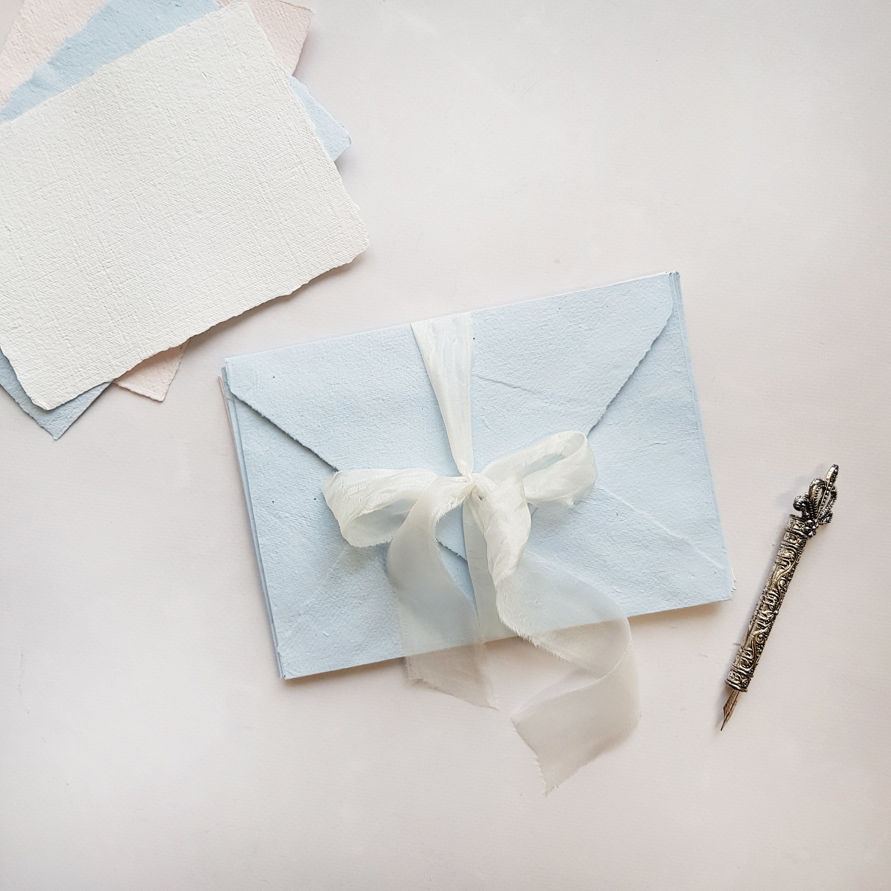 Deckle Edge Handmade Paper Envelopes А7 Baby Blue Torn Edge Etsy