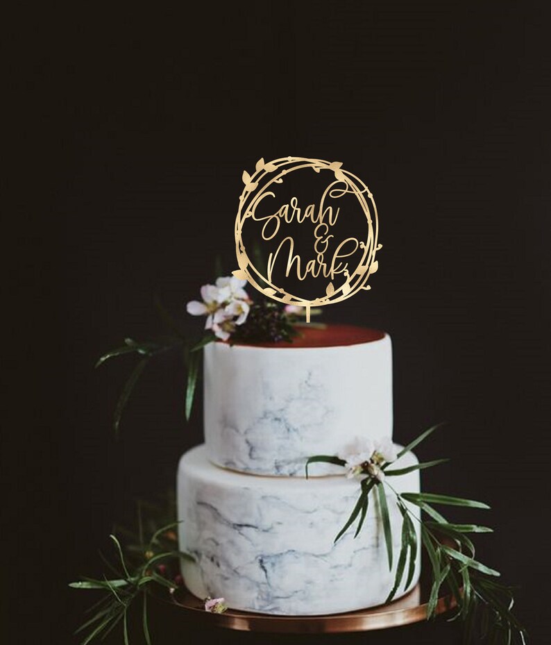 Wedding Cake Topper Wreath Mr End Mrs Name Cake Topper Wood Etsy
