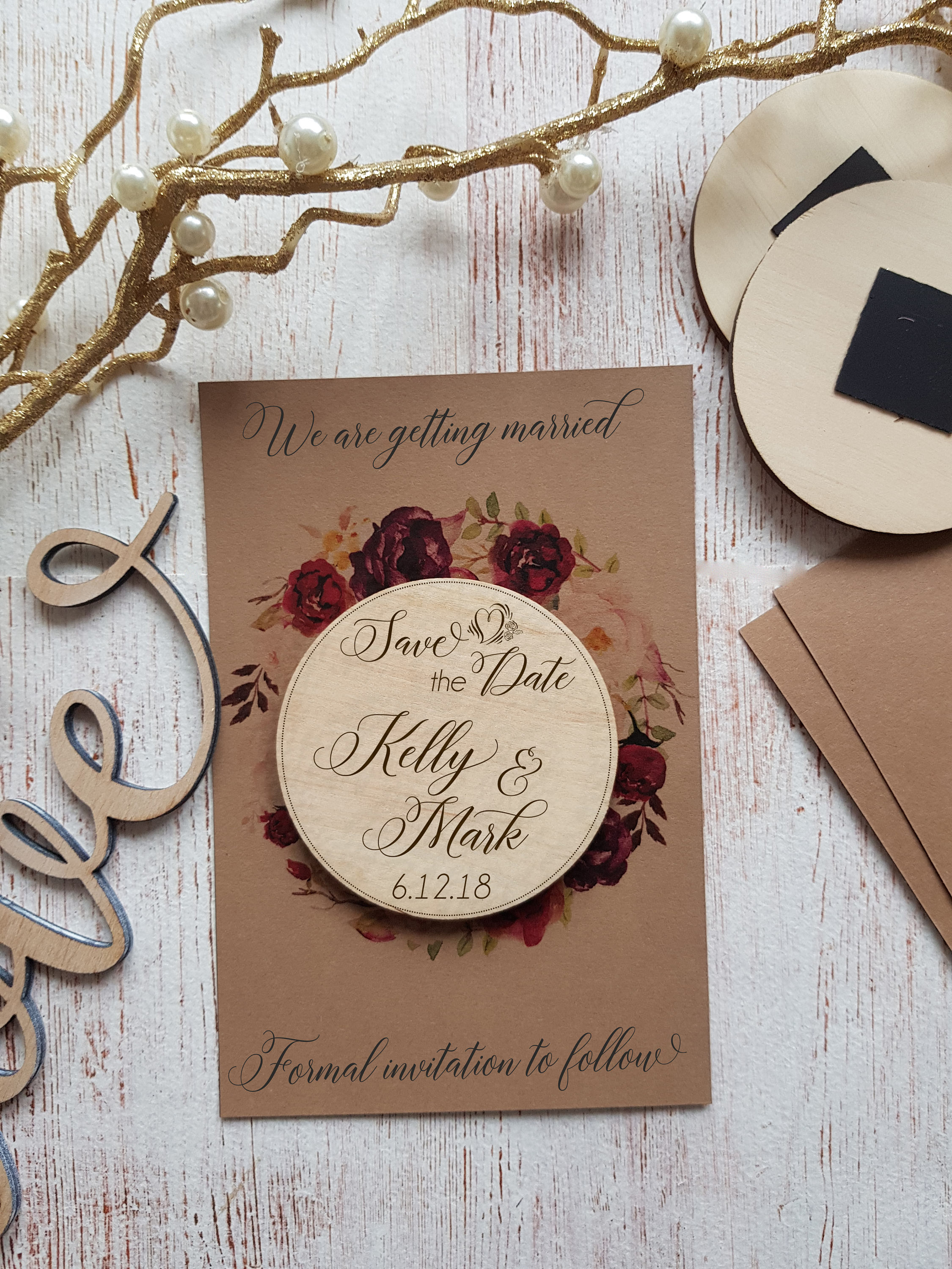 Wooden Save the Date Engraved Rustic Wedding Save the Etsy