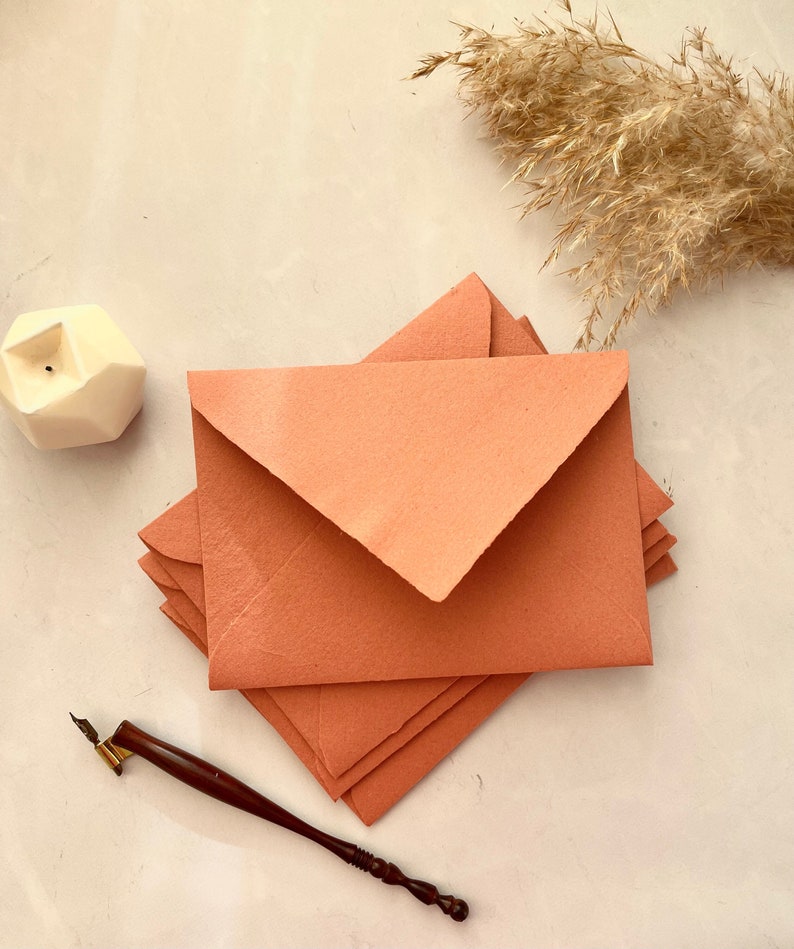 Deckle Edge Handmade Paper Envelopes А7 Terracotta Torn Edge Etsy