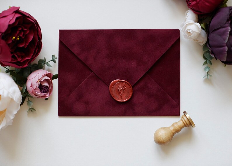 Velvet Envelopes Burgundy Velvet Envelopes Wedding Etsy