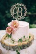 Wedding Cake Topper Wreath Initial Wedding Cake Topper Personalized Wedding Cake Topper Wood Cake Topper