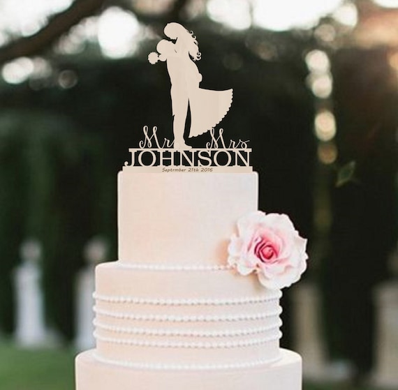 Wedding Cake Topper Bride Groom Silhouette Mr Mrs Cake Etsy