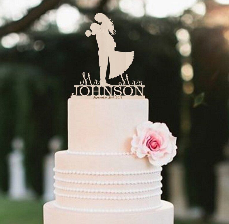 Wedding Cake Topper Bride Groom Silhouette Mr Mrs Cake Etsy