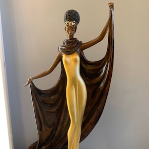 Erte&#39; (Romaine de Tirtoff) Bronze Statute &#39;Alphabet Lady&#39; COA