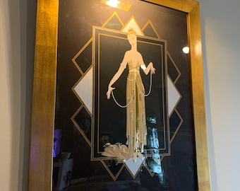 Erte' 'Florida Pearl Dress' Framed and Signed