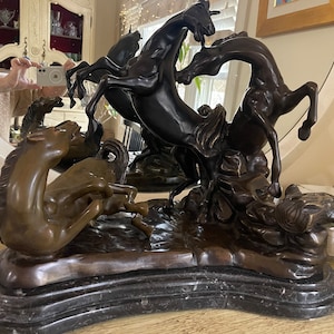 Bronze Sculpture of Playful Horses 22” x 12.5”