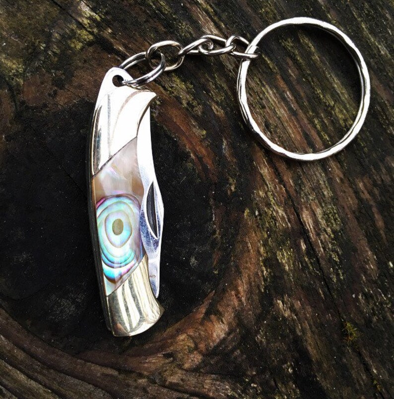 Gorgeous Abalone Pocket Knife Keychain | Etsy