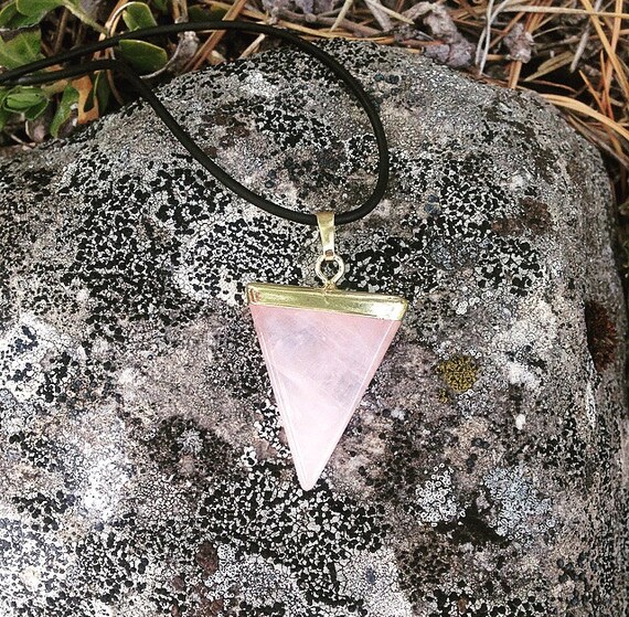 Luminous Rose Quartz Triangle Pendant 