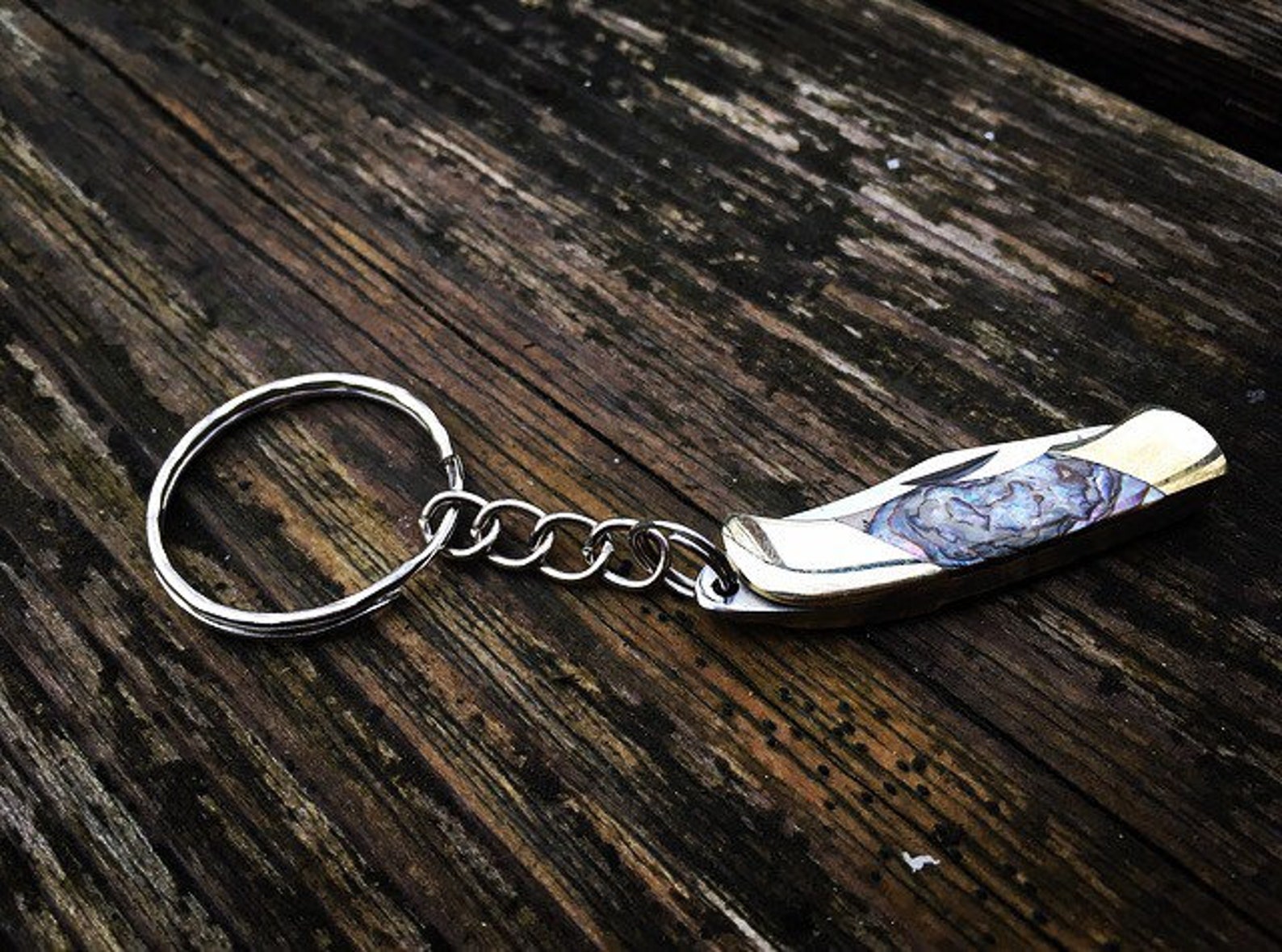 Gorgeous Abalone Pocket Knife Keychain - Etsy