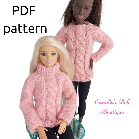 Fiche patron pdf N° BB2 : 2 vêtements tricot poupée Barbie