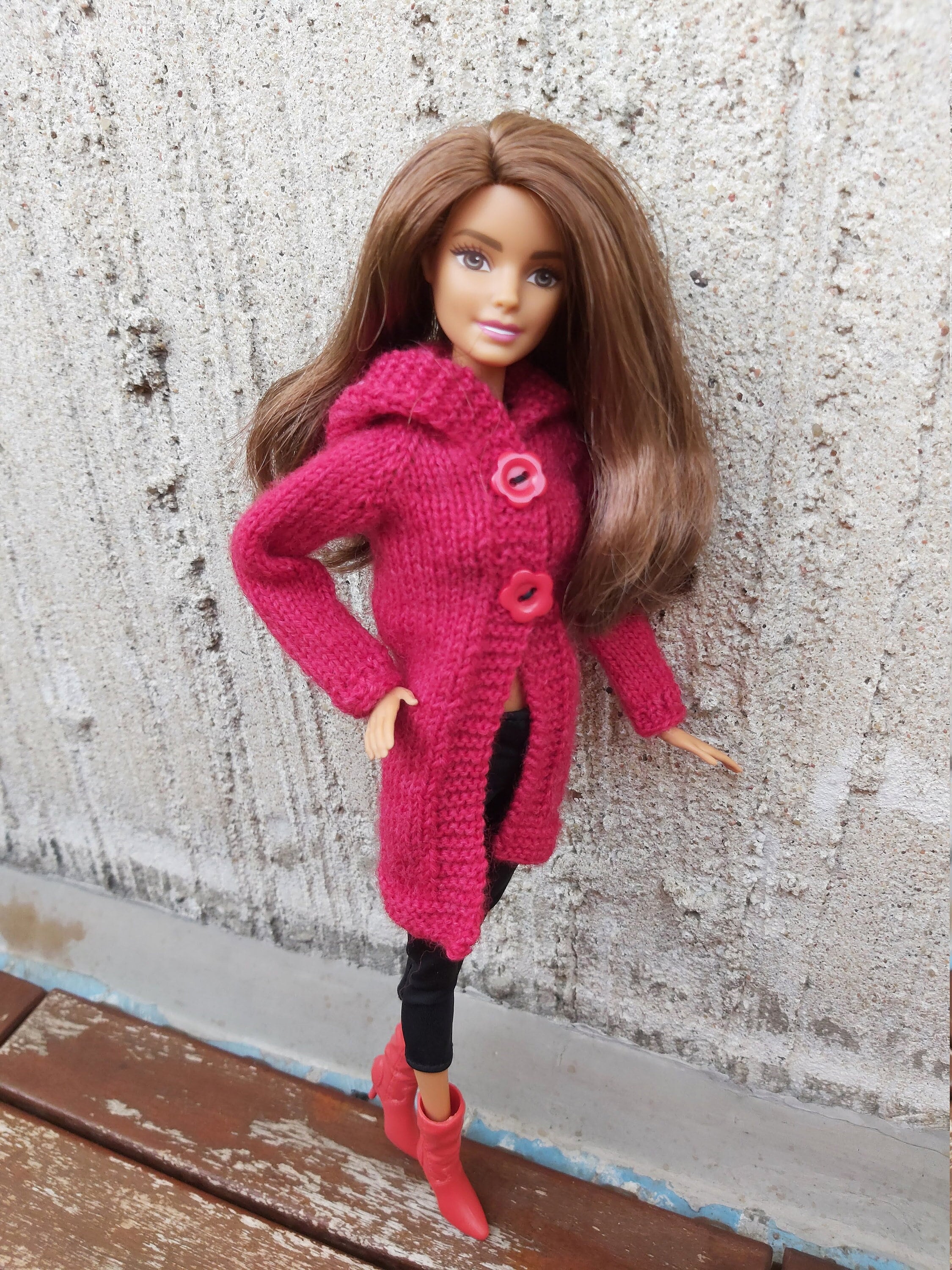 Knitted Sweater for Barbie With Hood 