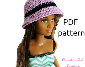 Crocheted cloche pdf pattern for dolls. Downloadable pattern. Digital download.