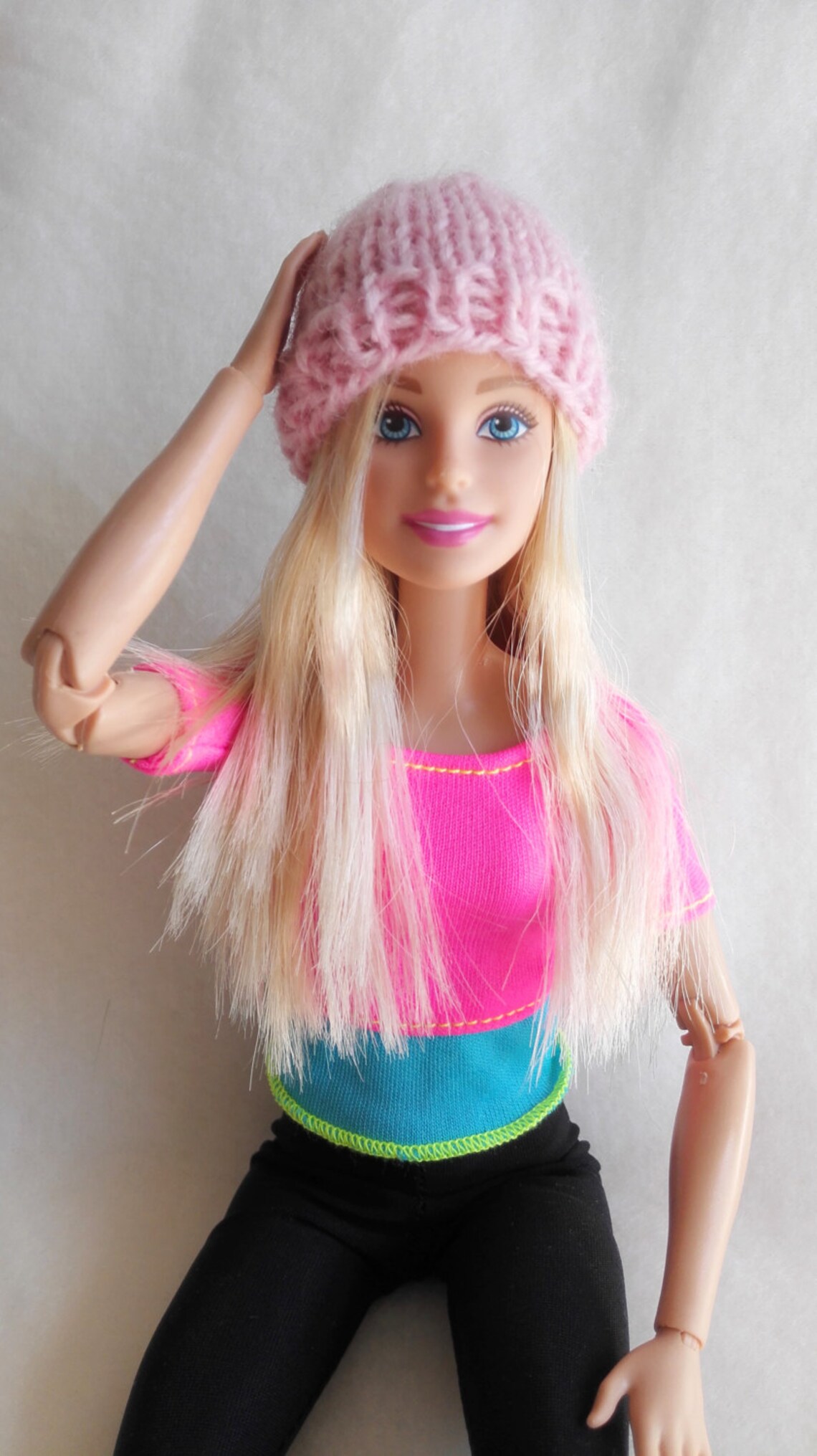 Pink Barbie hat knitted Barbie doll beanie | Etsy