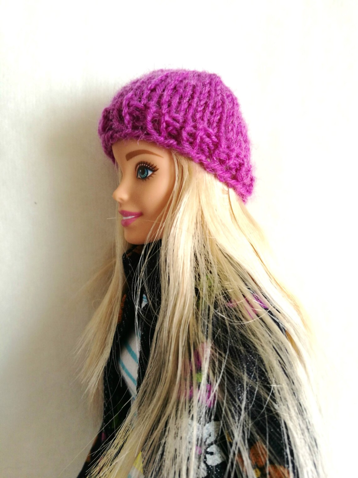 Purple Barbie hat knitted Barbie doll beanie Barbie clothing | Etsy