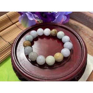 Multicolor Green Jade Beaded Stretch Bracelet Good Luck Health Gift for Her