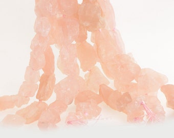 Beads Rose Quartz Rough Nuggets 15inch bead strand 15-25mm USA Seller
